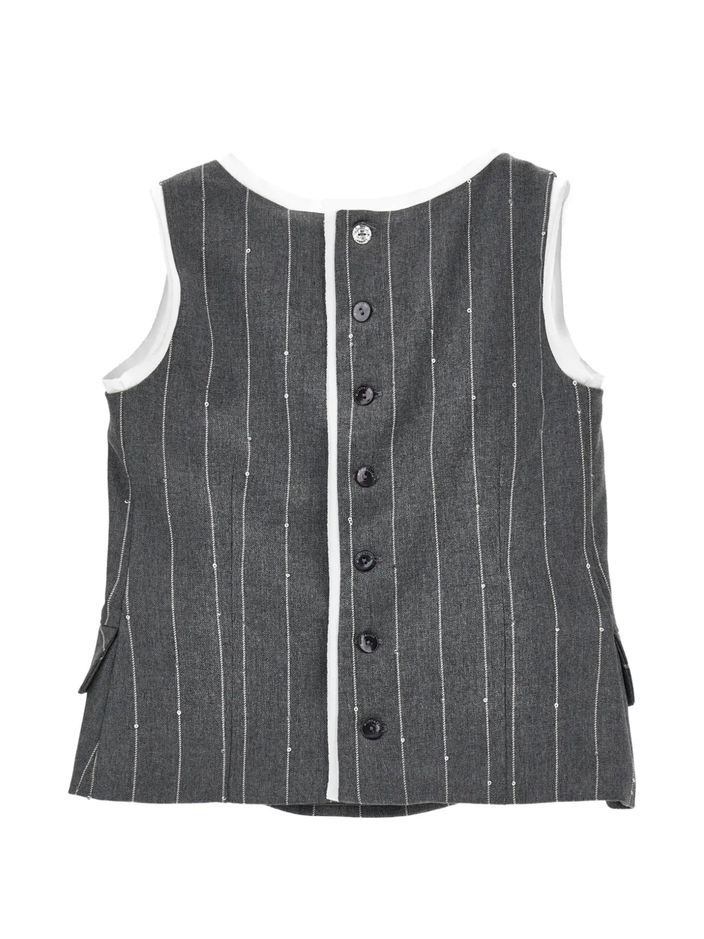 Monnalisa Blouse verfraaid met pailletten en krijtstreep Grijs