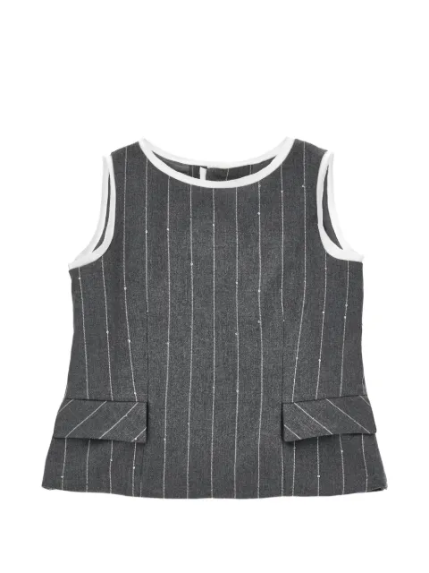 Monnalisa sequin-embellished pinstripe blouse