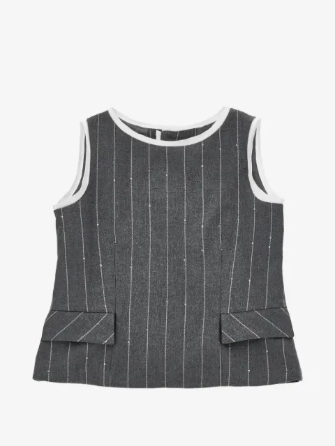 Monnalisa sequin-embellished pinstripe blouse