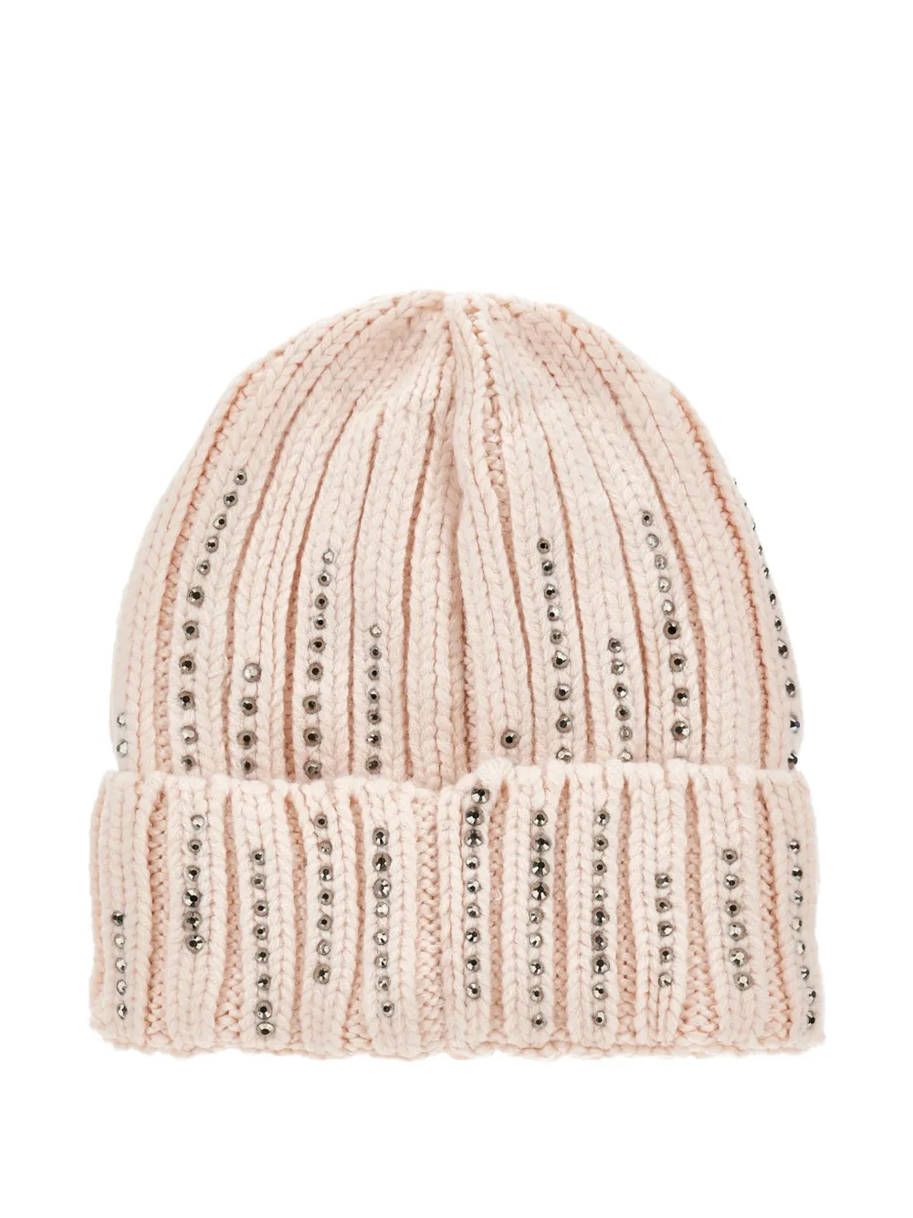 Monnalisa Geribbelde muts verfraaid met stras Beige