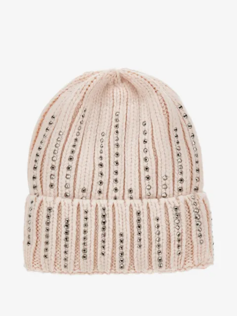 Monnalisa rhinestone-embellished ribbed beanie hat