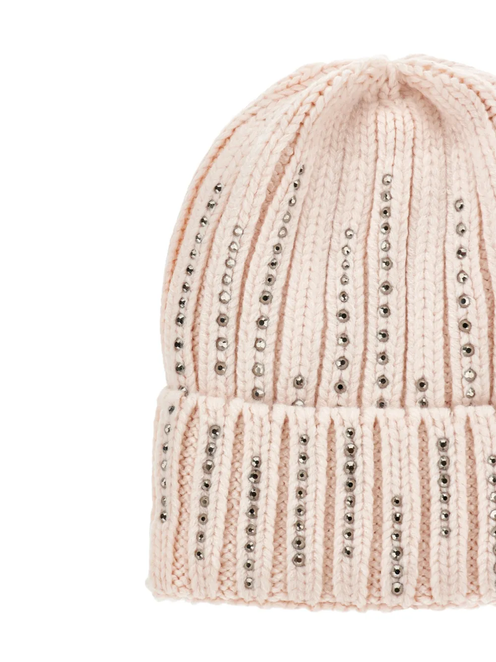 Monnalisa Geribbelde muts verfraaid met stras Beige