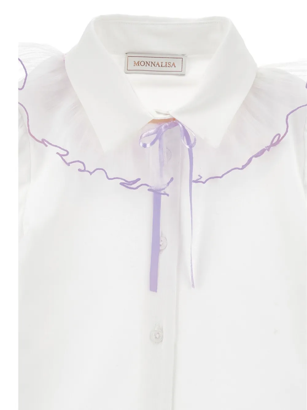 Monnalisa Gelaagd shirt met ruches kraag Wit