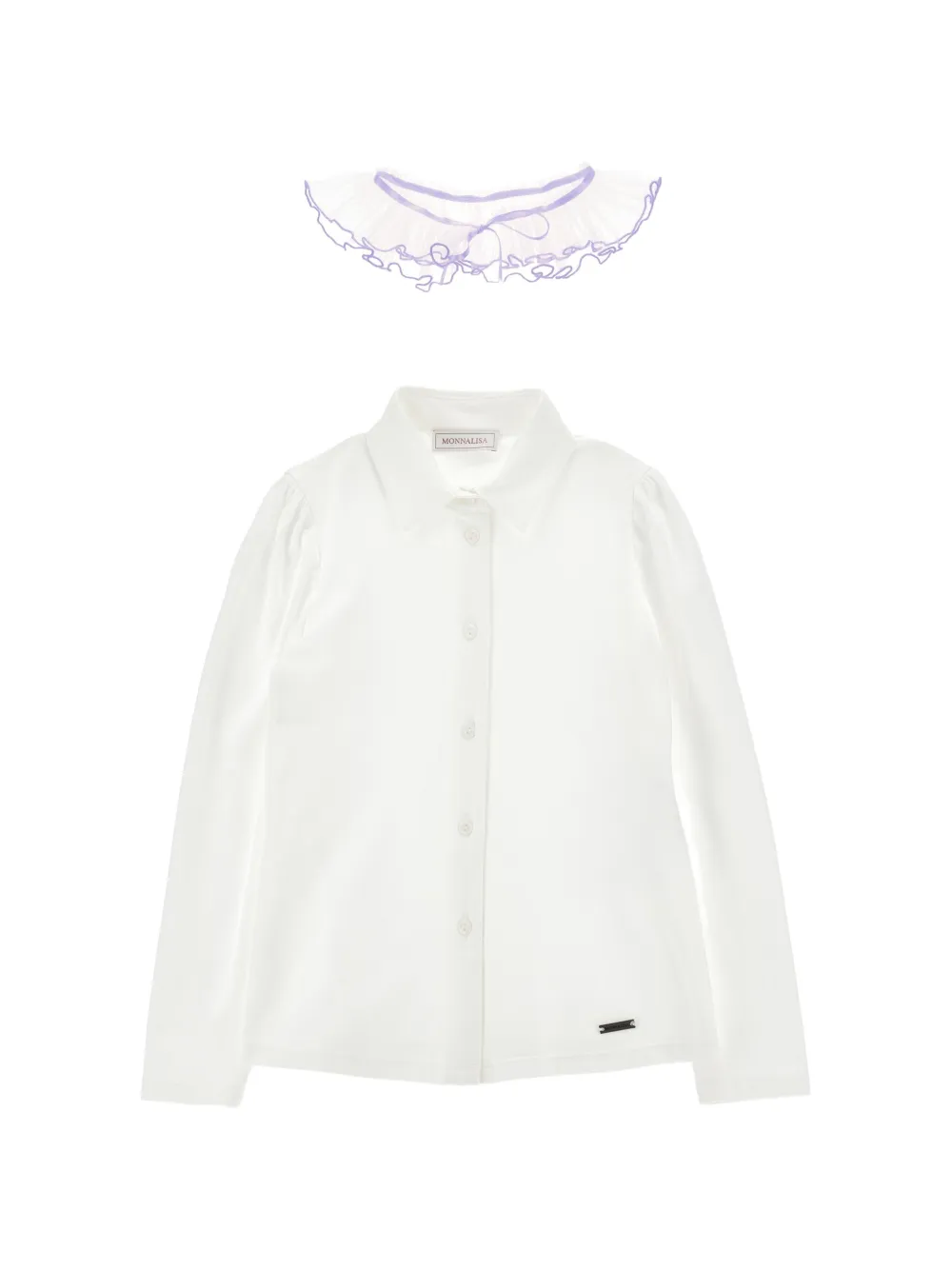 Monnalisa Gelaagd shirt met ruches kraag Wit