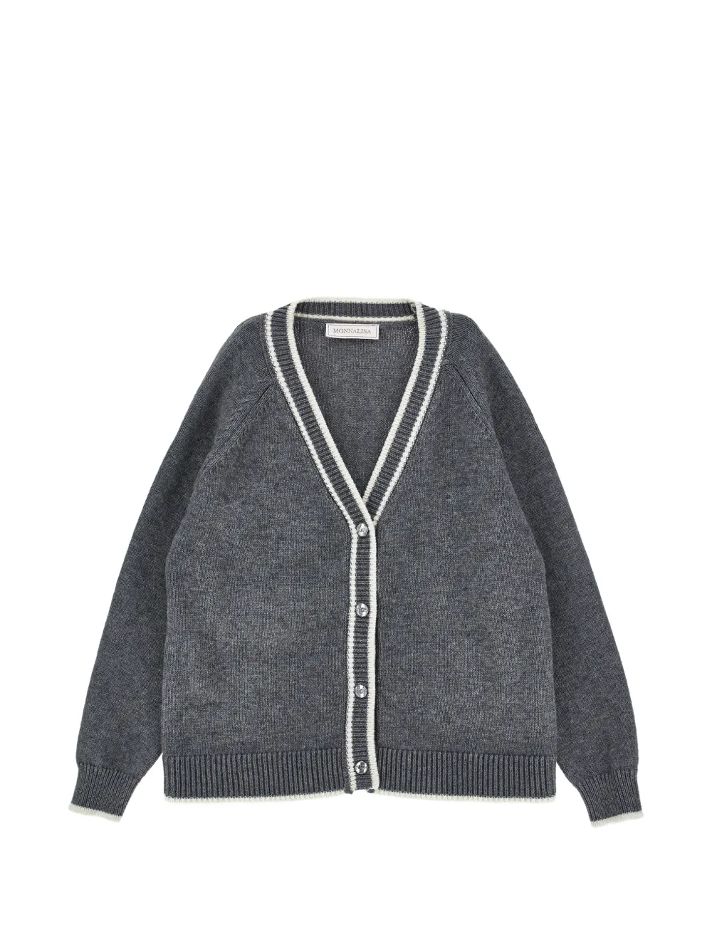 Monnalisa embroidered-logo cardigan - Grigio