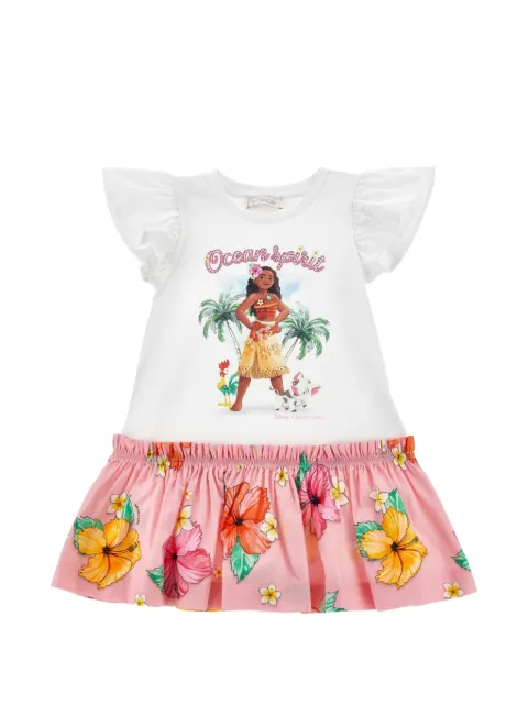 Monnalisa Moana-print ruffled dress