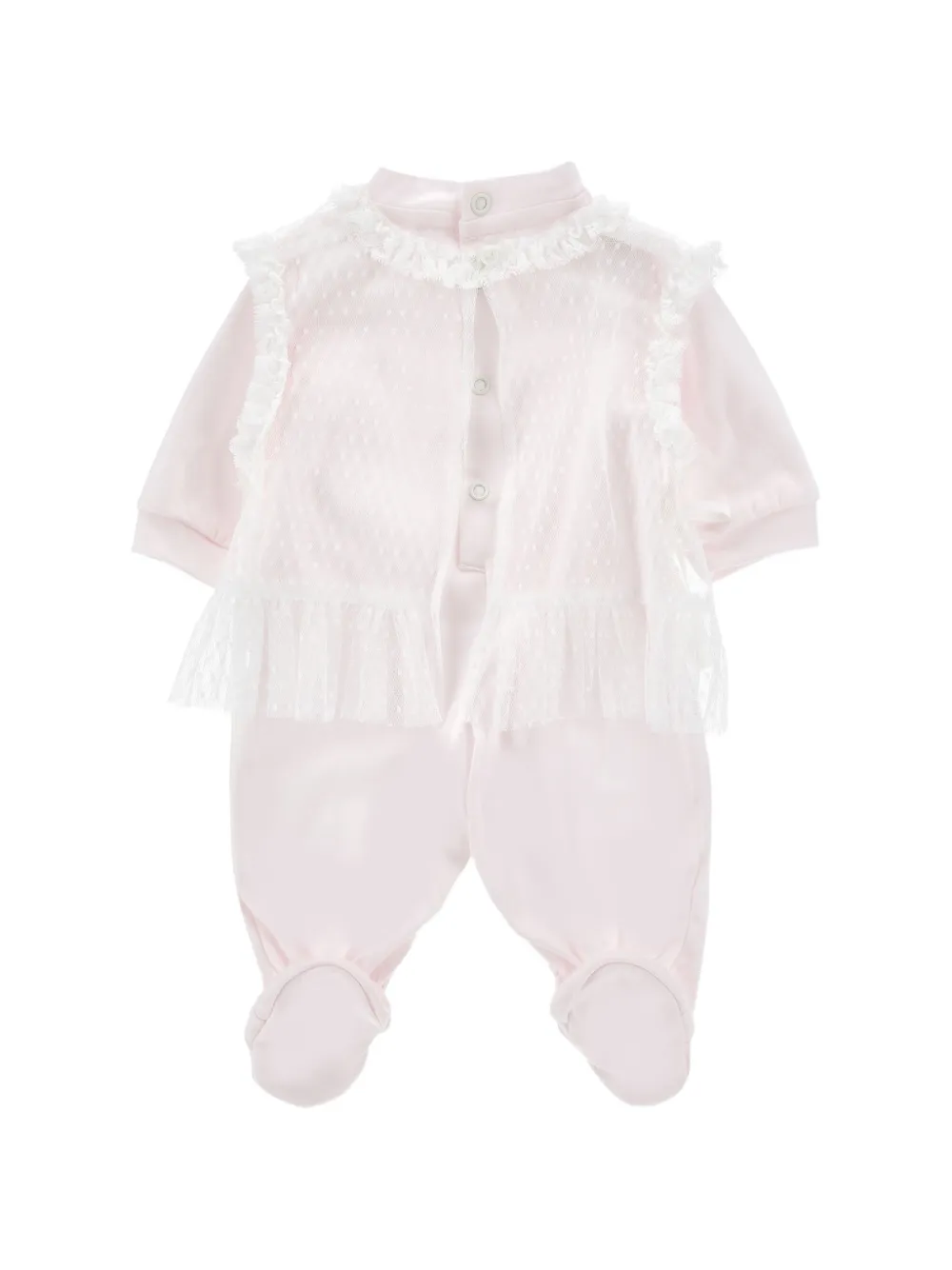 Monnalisa Pyjama met afwerking van kant en ruches Roze