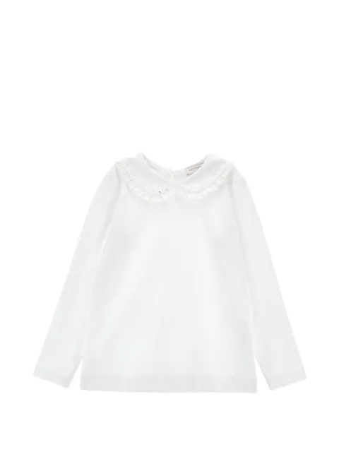 Monnalisa crystal-embellished ruffled-collar top