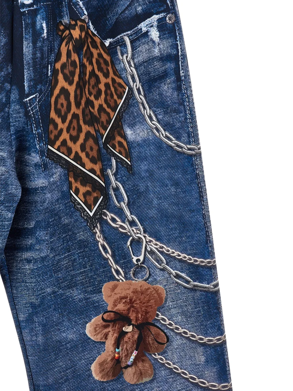 Monnalisa Broek met kettingprint Blauw
