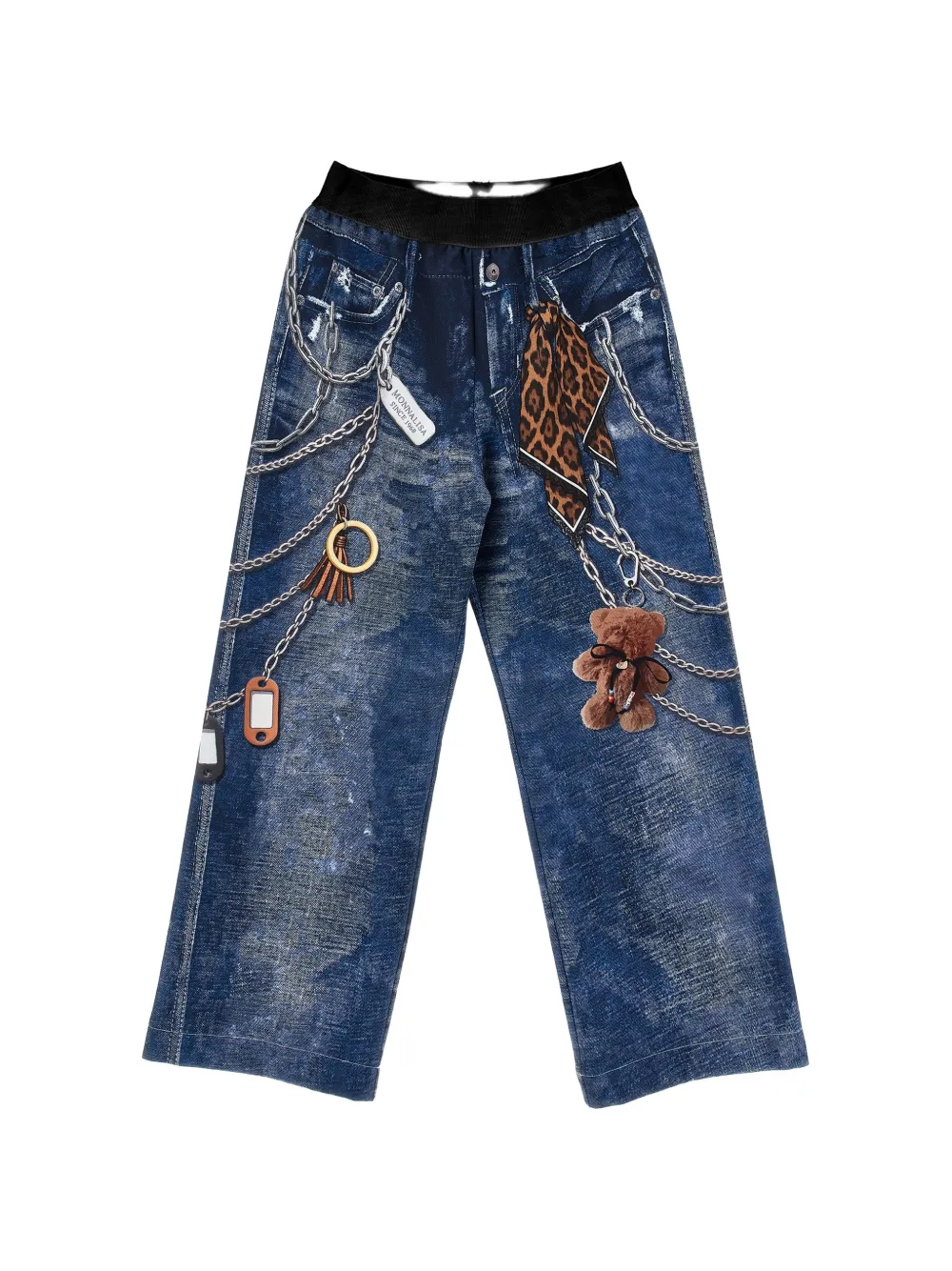 Monnalisa Pantaloni con stampa catena - Blu