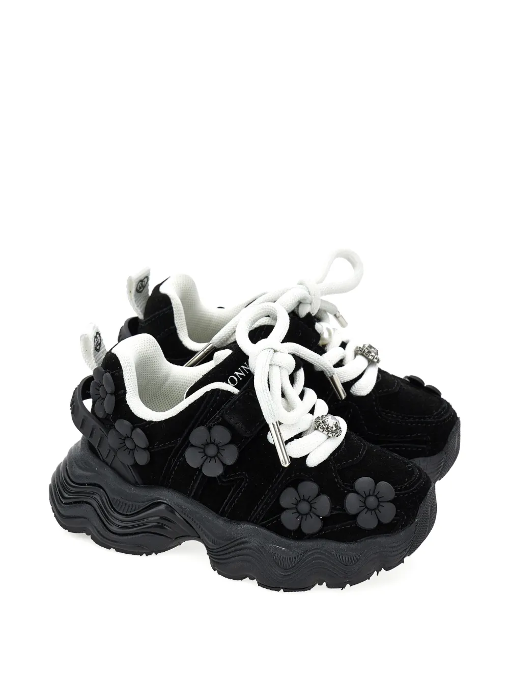 Monnalisa Sneakers verfraaid met bloemen en imitatieparel Zwart