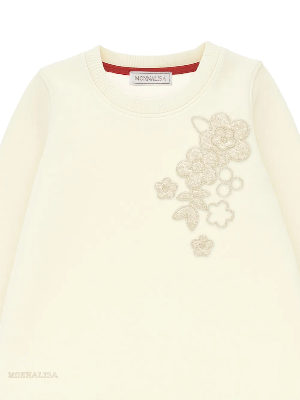 Monnalisa Jurk met geborduurde bloemen Beige