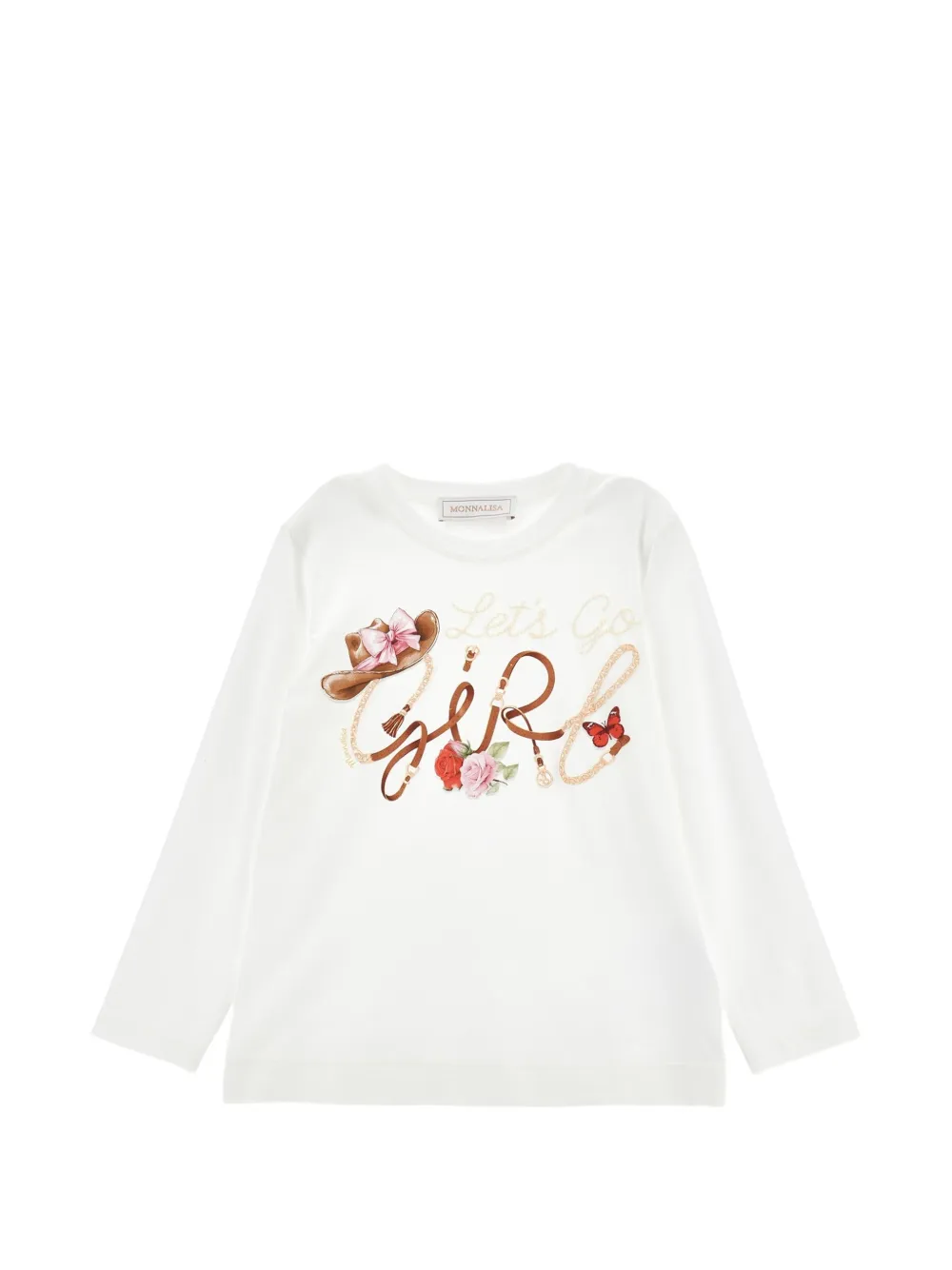 Monnalisa T-shirt con stampa grafica e maniche lunghe - Bianco