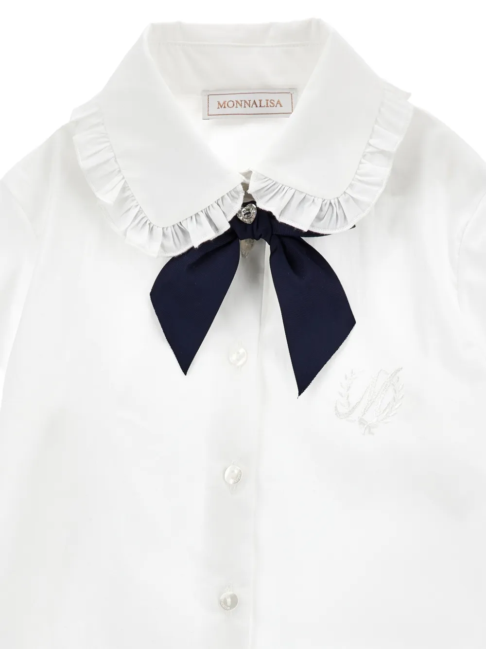 Monnalisa Blouse met ruches en strikdetail Wit