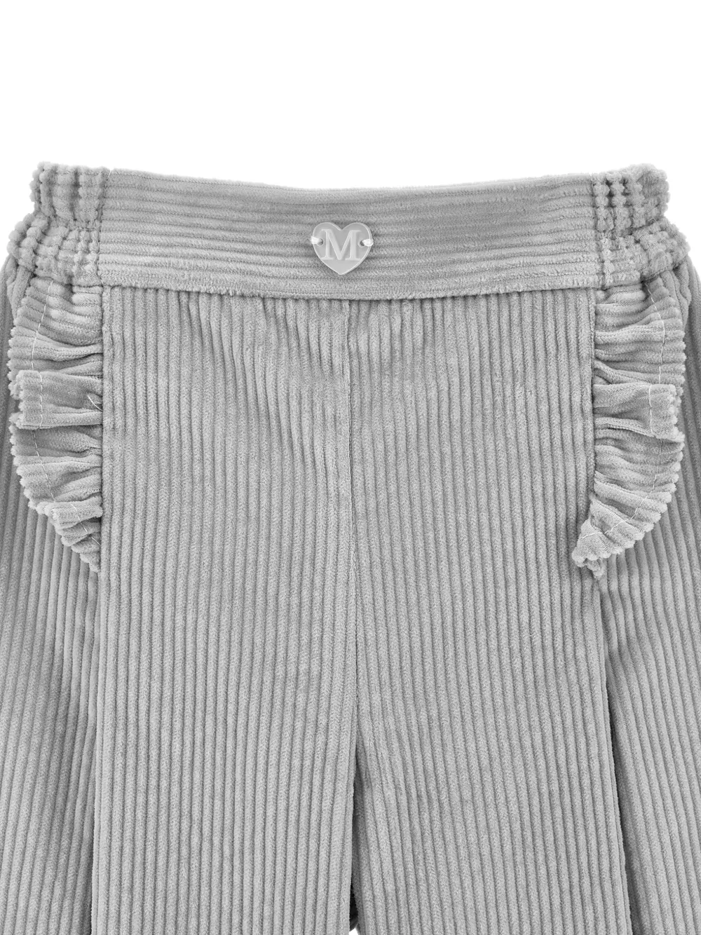 Monnalisa Ribfluwelen broek met ruches Grijs