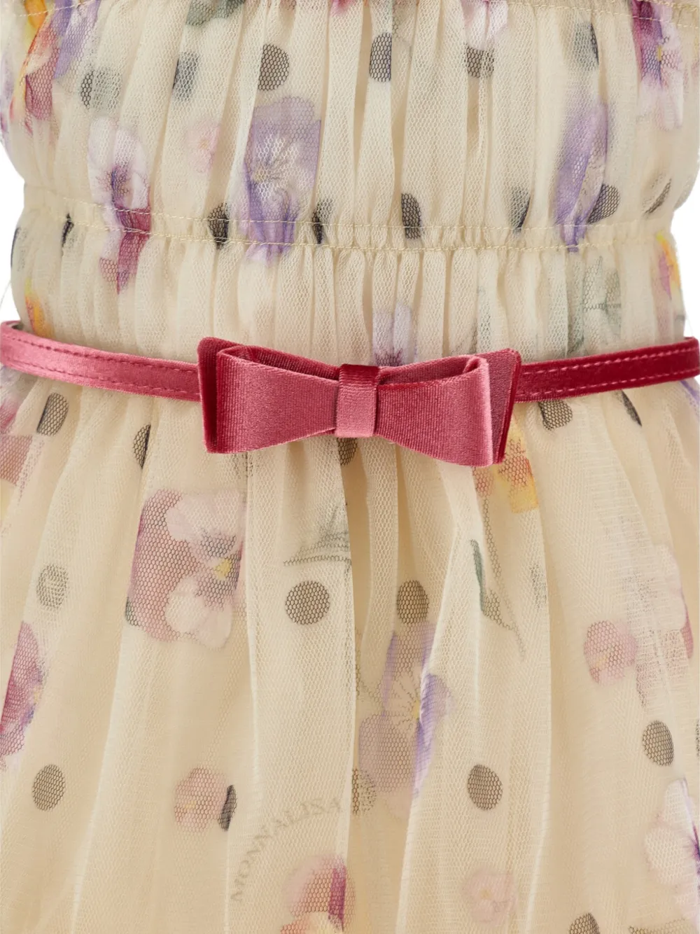 Monnalisa Jurk met bloemenprint en ruches Beige