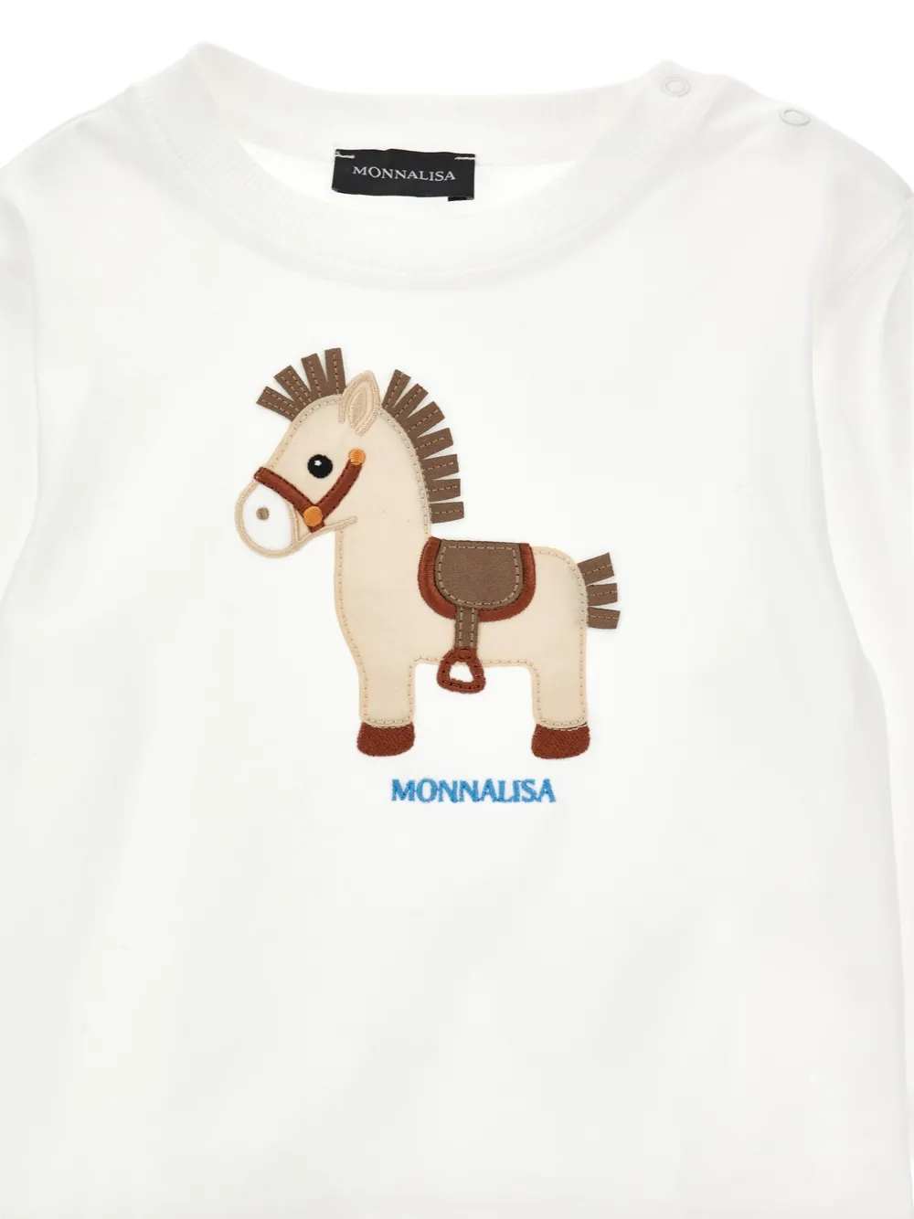 Monnalisa T-shirt met lange mouwen en paardenpatch Wit