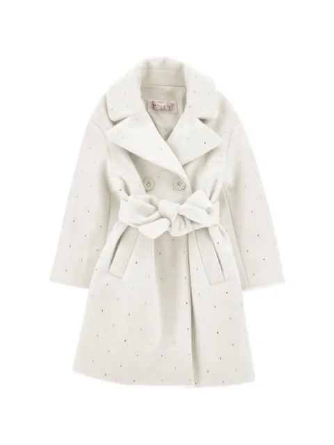 Monnalisa crystal-embellished belted coat