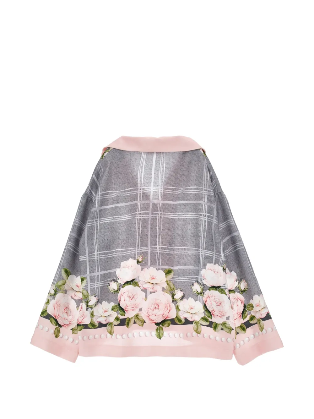 Monnalisa Geruit shirt met bloemen-print Grijs