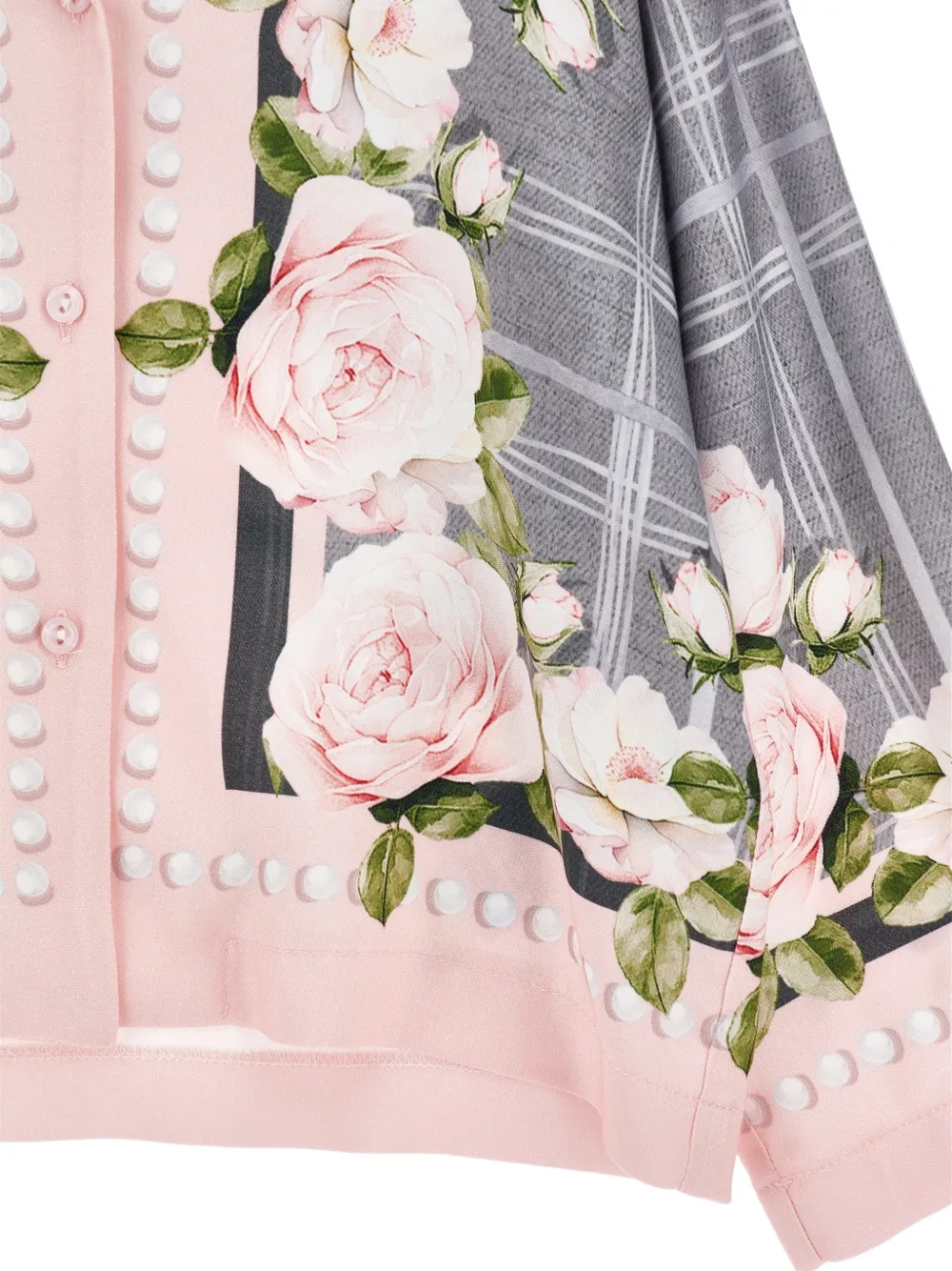 Monnalisa Geruit shirt met bloemen-print Grijs