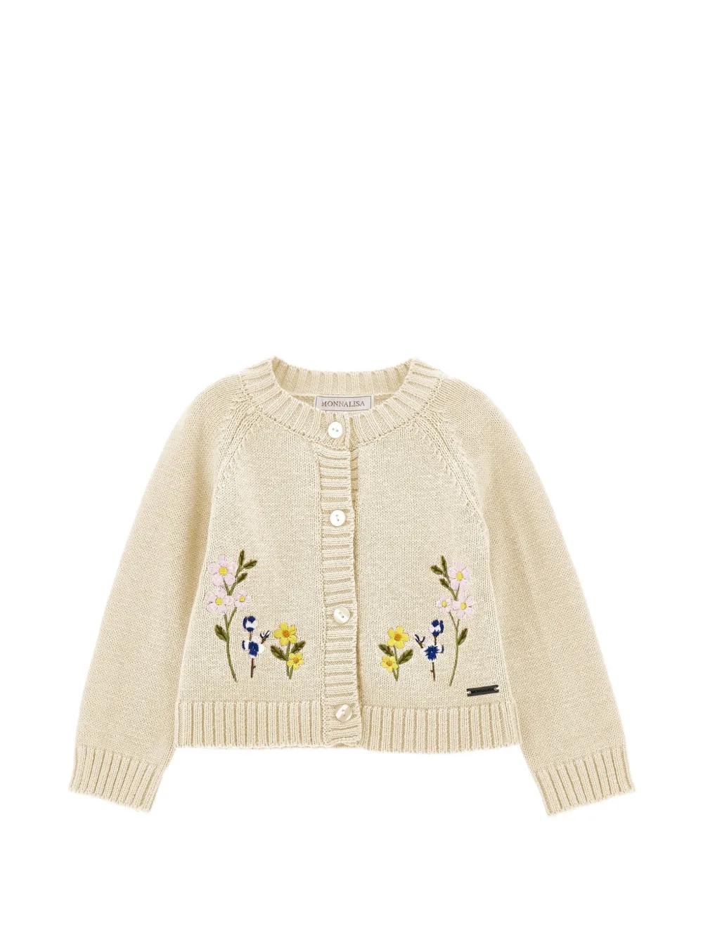 Monnalisa Cardigan con ricamo floreale - Toni neutri