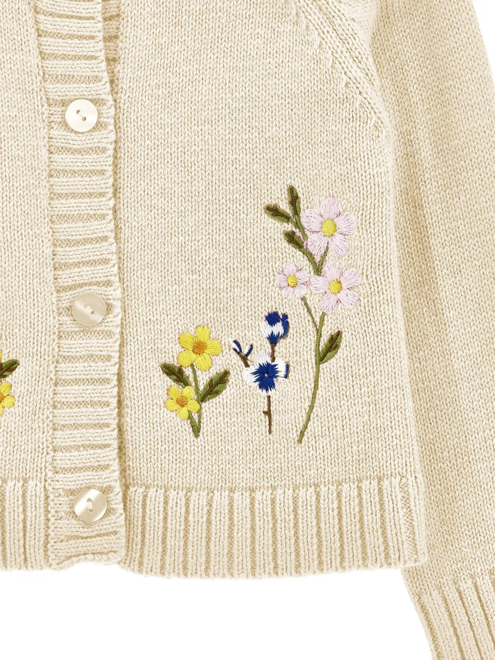 Monnalisa Vest met geborduurde bloemen Beige