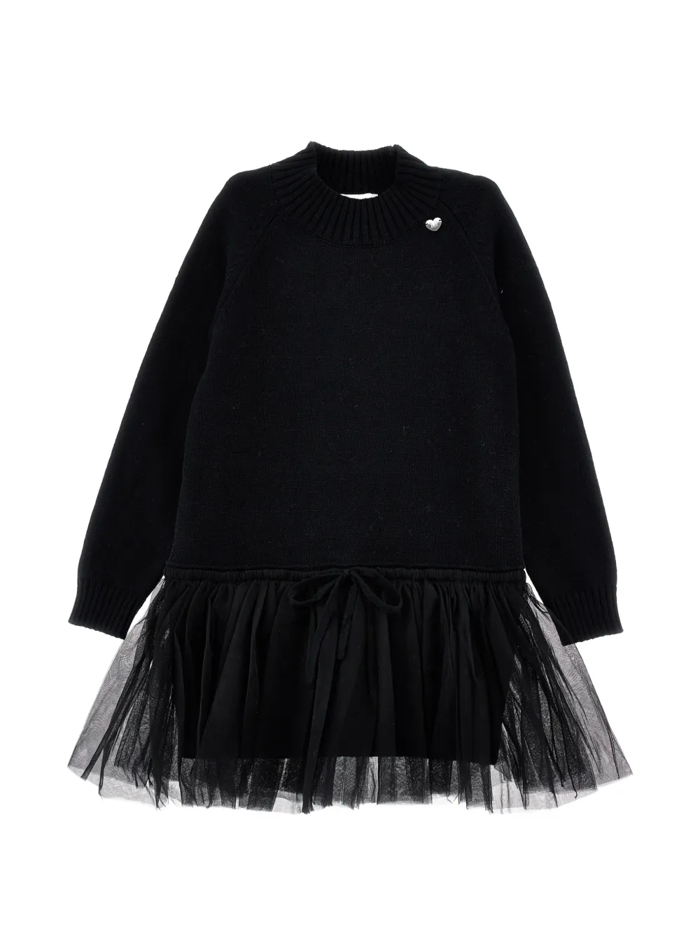 Monnalisa Abito con inserti in tulle - Nero