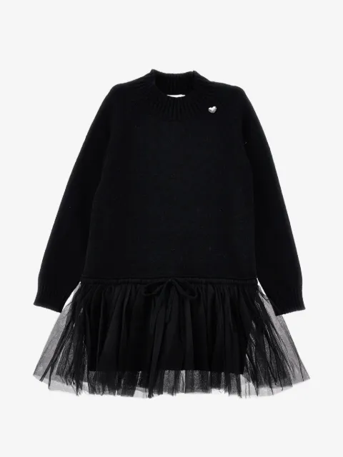 Monnalisa tulle-panelled knitted dress