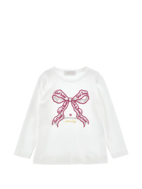 Monnalisa bow-print long-sleeve T-shirt