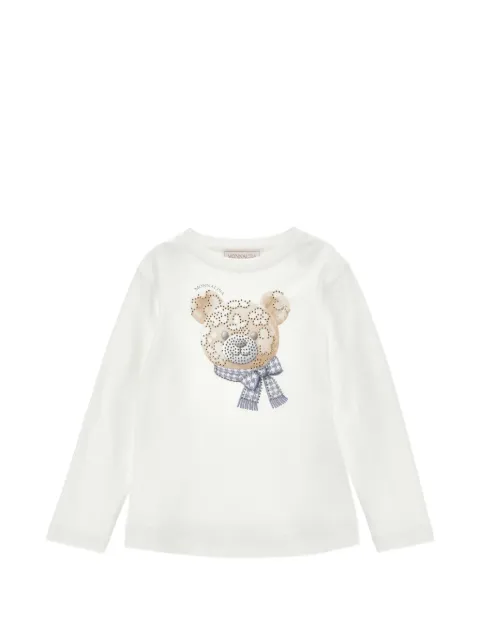 Monnalisa t-shirt imprimé ourson à ornements strassés
