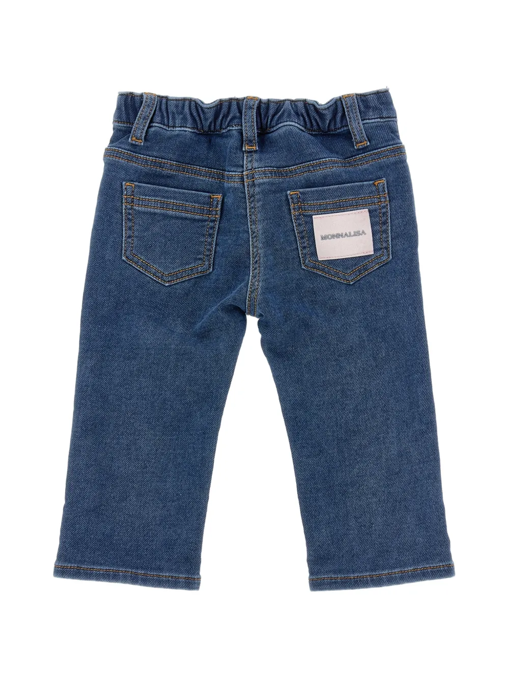 Monnalisa Jeans met geborduurde bloemen Blauw