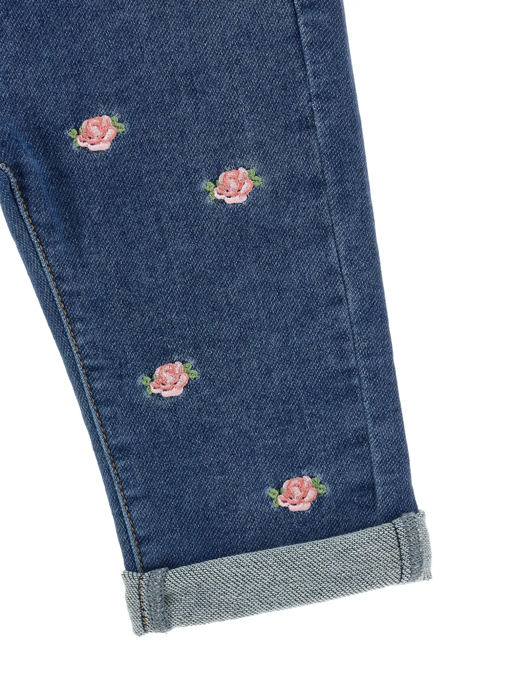 Monnalisa Jeans met geborduurde bloemen Blauw