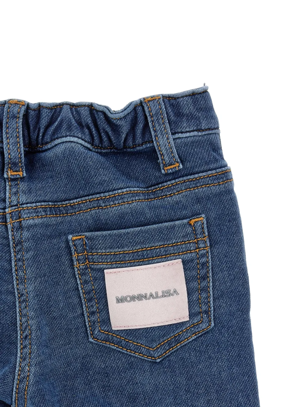 Monnalisa Jeans met geborduurde bloemen Blauw