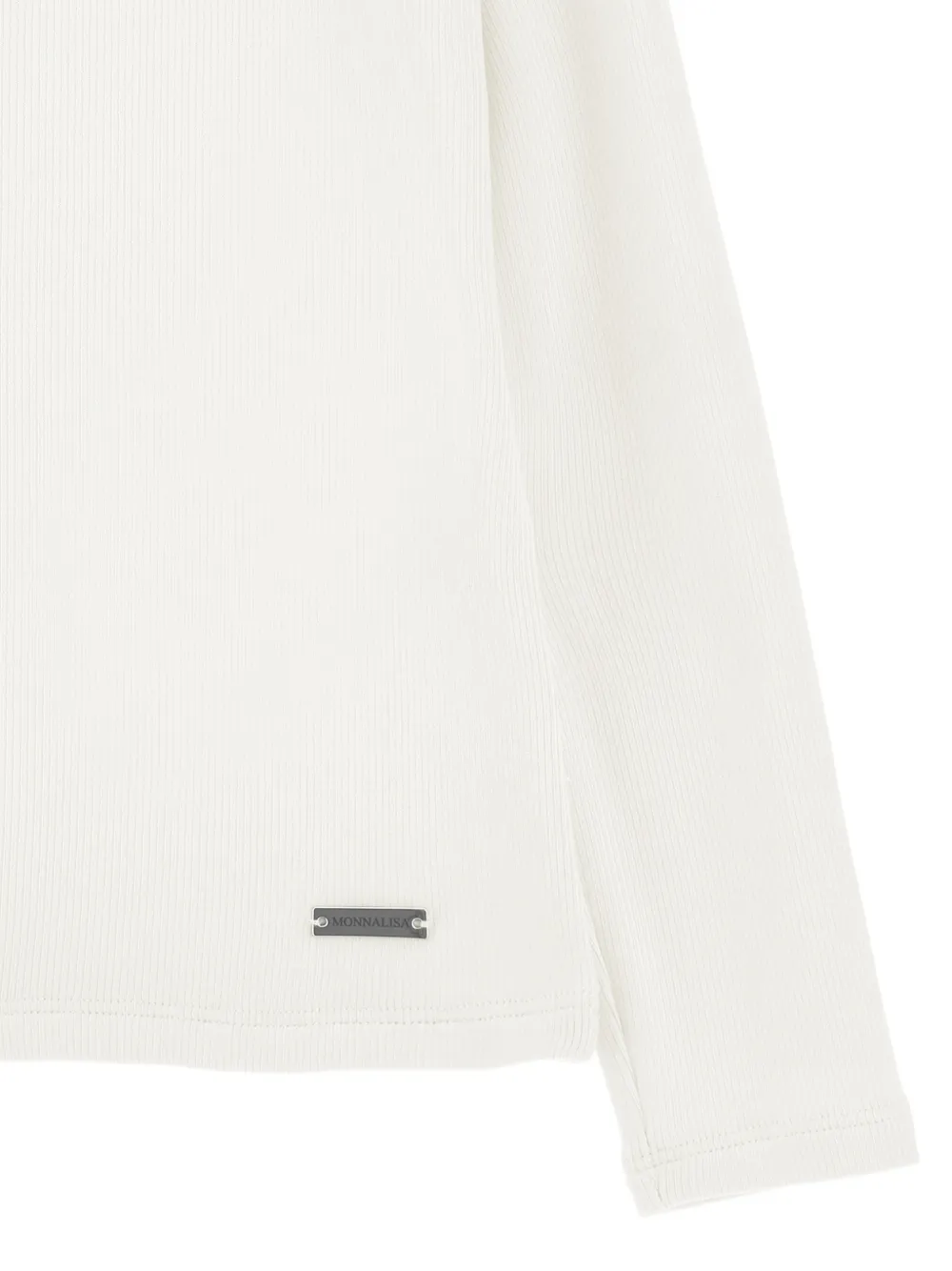 Monnalisa Ribgebreide trui met hoge hals Beige