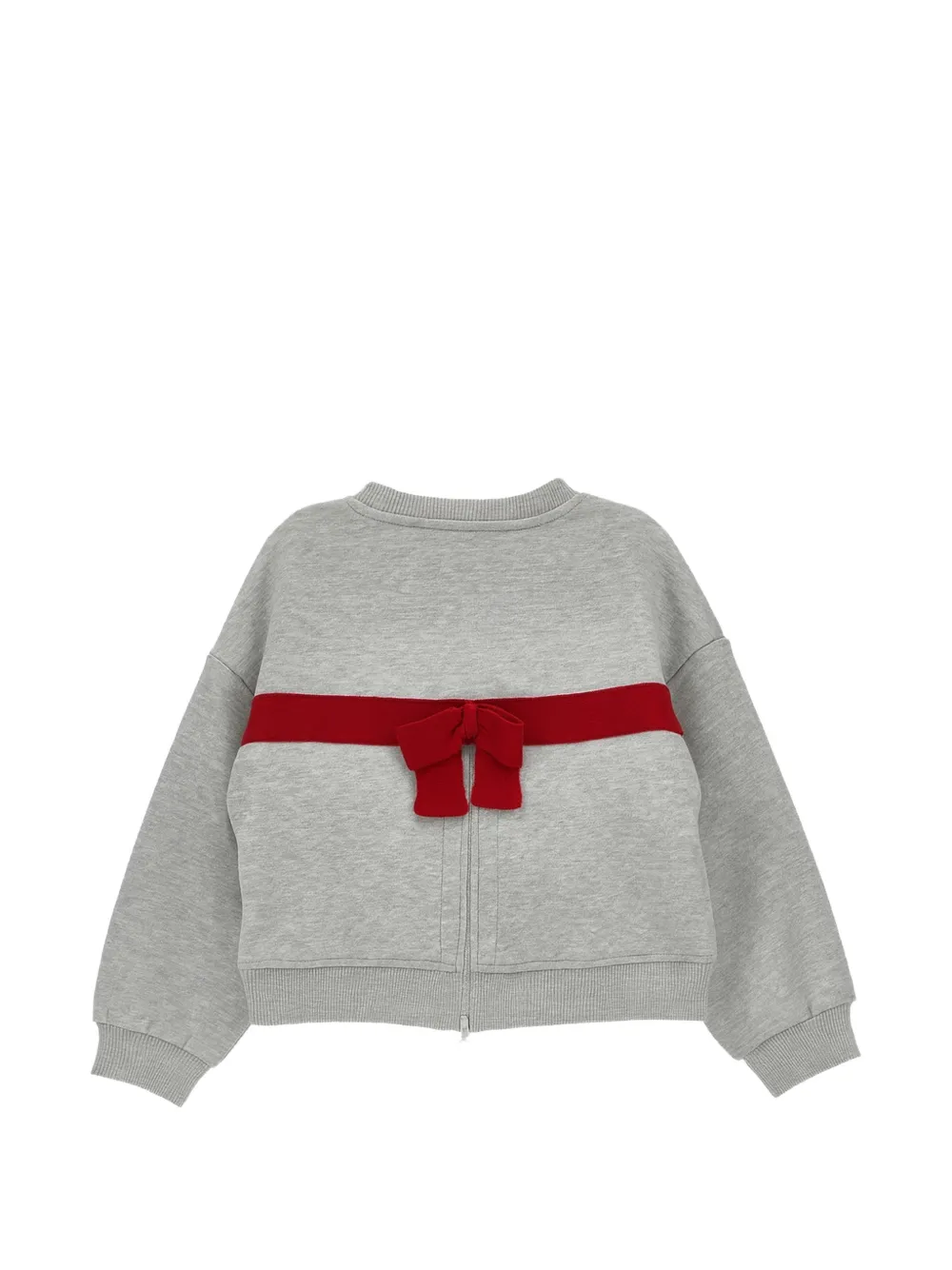 Monnalisa Trui met teddybeerprint en strikdetail Grijs