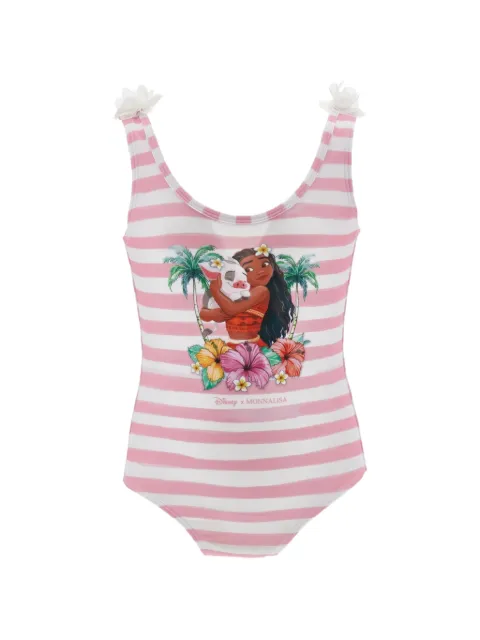 Monnalisa floral-appliqué striped swimsuit