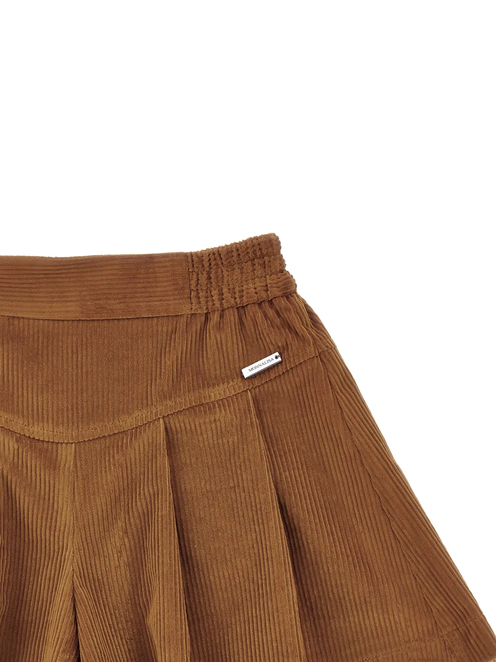 Monnalisa Ribfluwelen geplooide shorts Bruin
