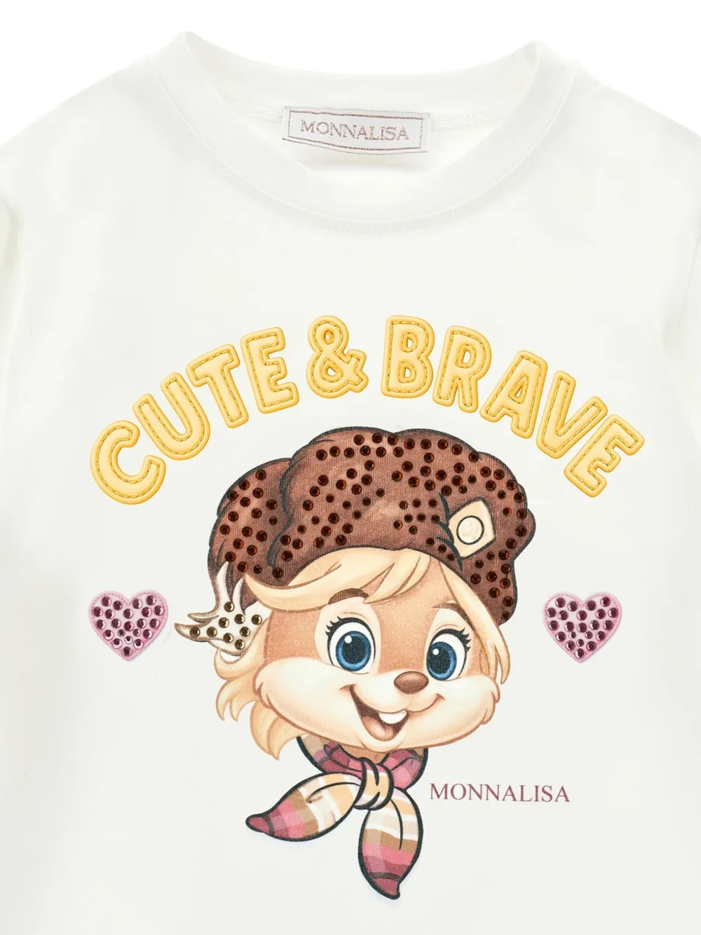 Monnalisa T-shirt verfraaid met stras Wit