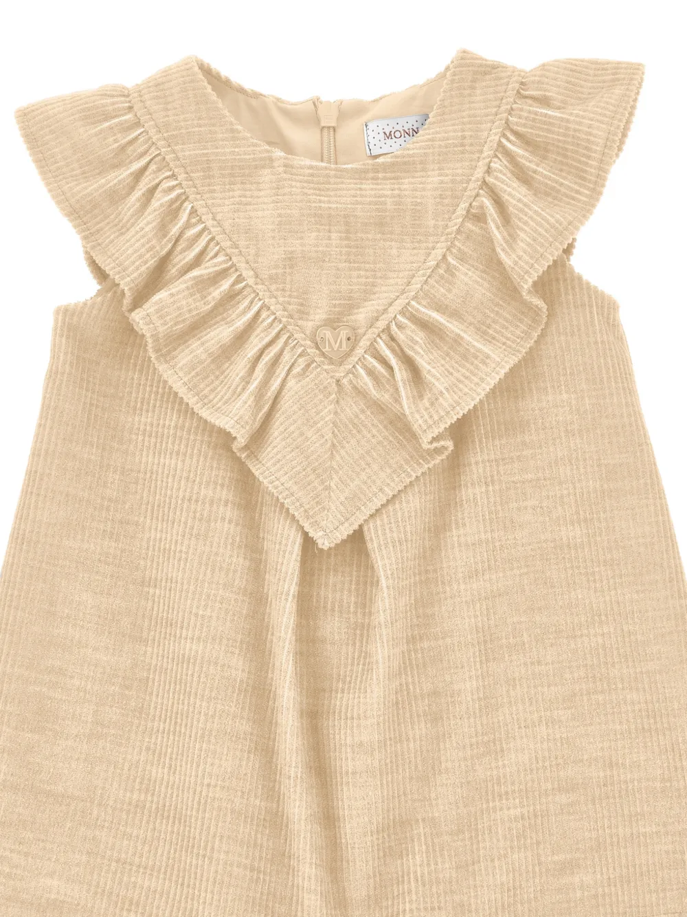 Monnalisa Ribfluwelen jurk met ruches Beige