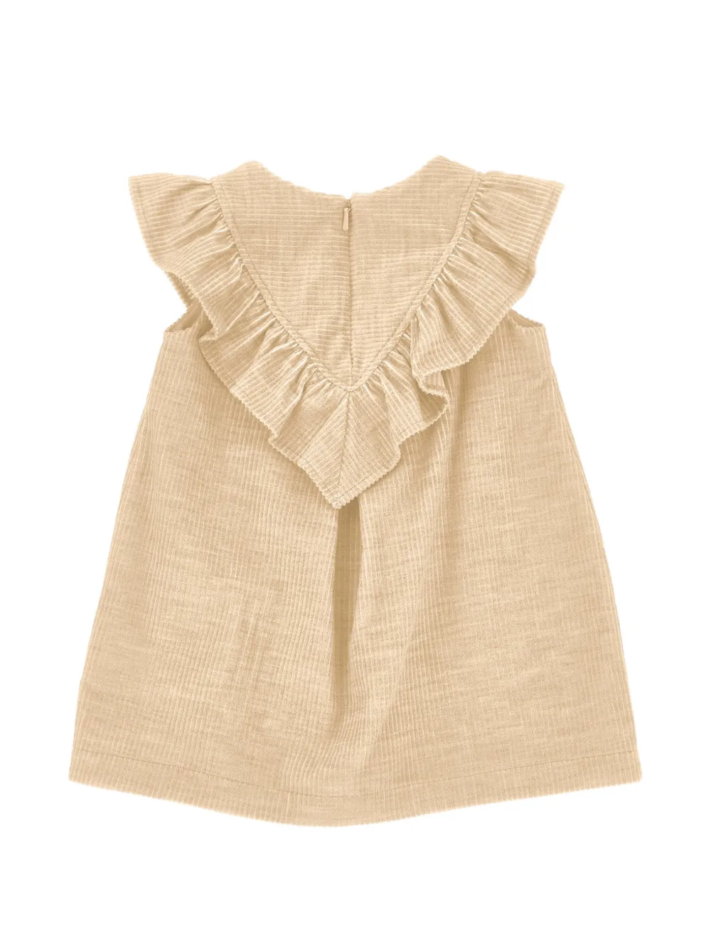 Monnalisa Ribfluwelen jurk met ruches Beige