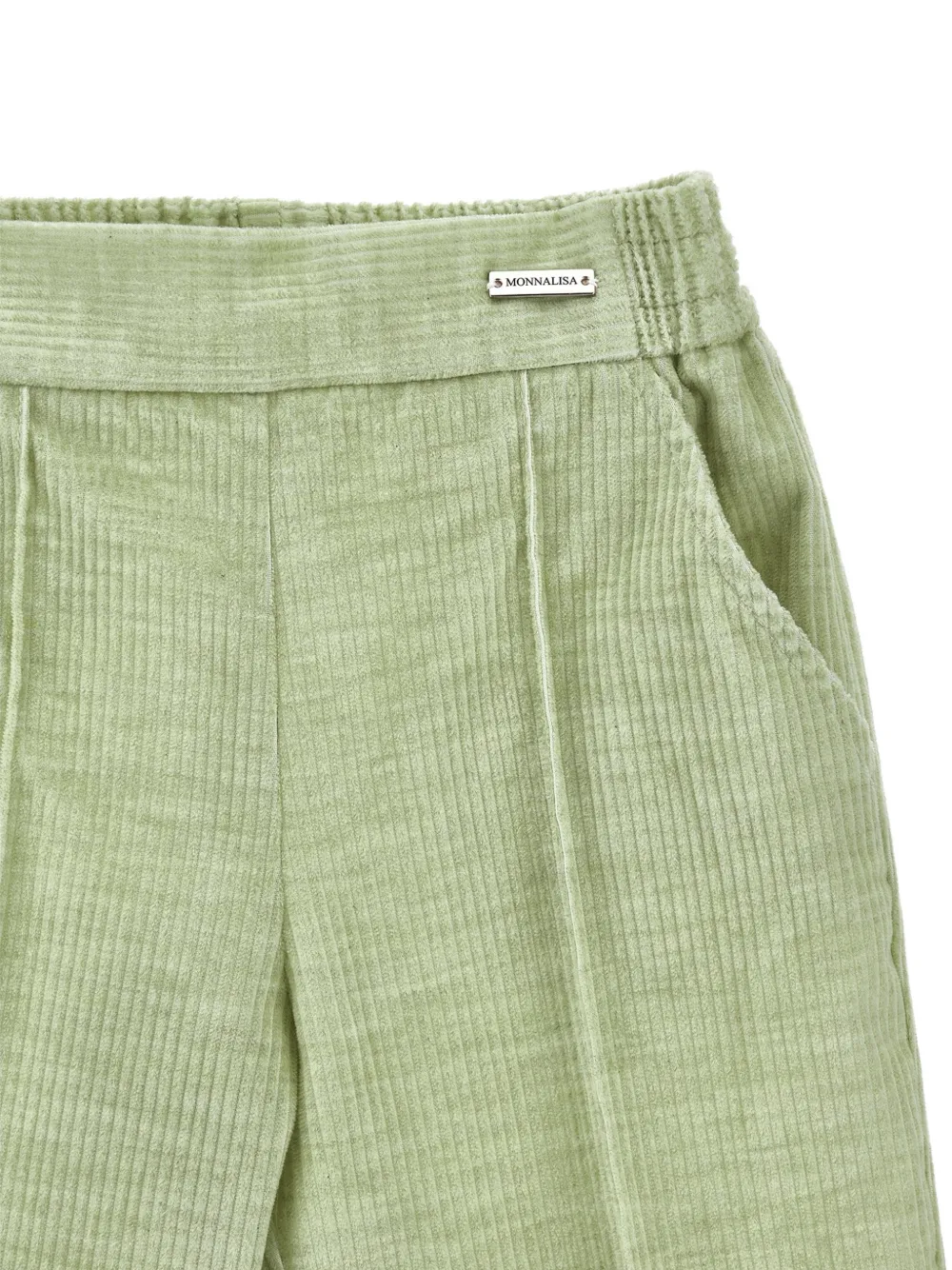 Monnalisa Ribfluwelen gesmockte broek Groen