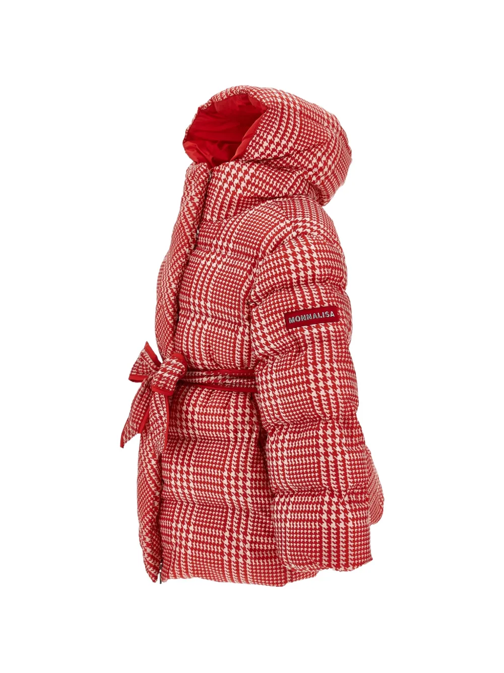 Monnalisa Jas met pied-de-poule print en ceintuur Rood