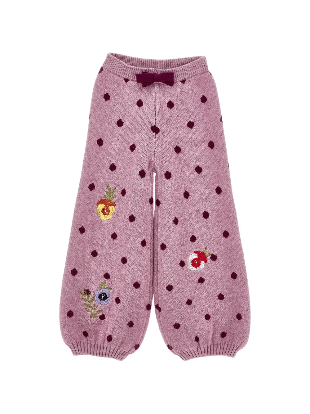 Monnalisa Pantaloni con ricamo a fiori - Rosa