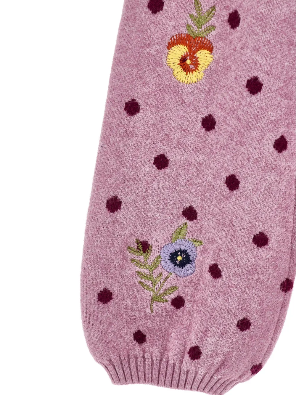 Monnalisa Broek met geborduurde bloemen en stippen Roze