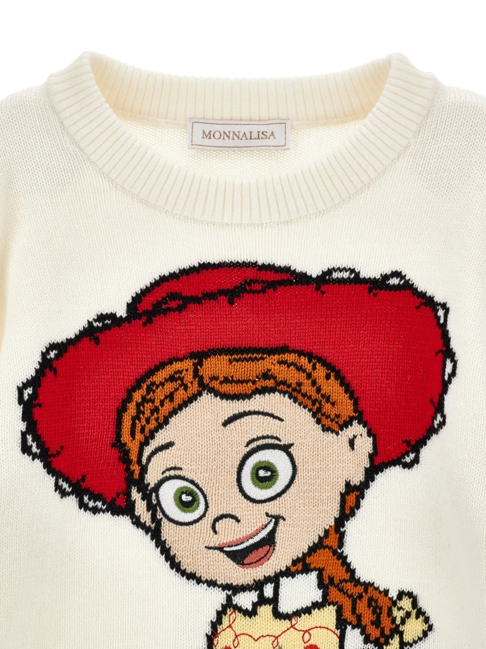 Monnalisa Intarsia trui met geborduurde roos Beige