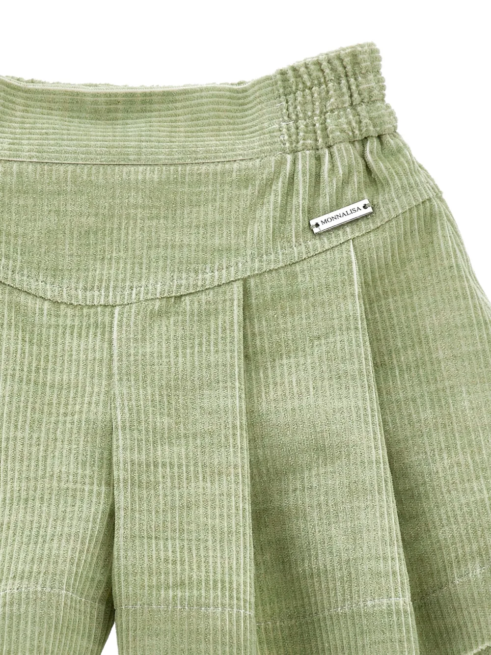 Monnalisa Ribfluwelen geplooide shorts Groen