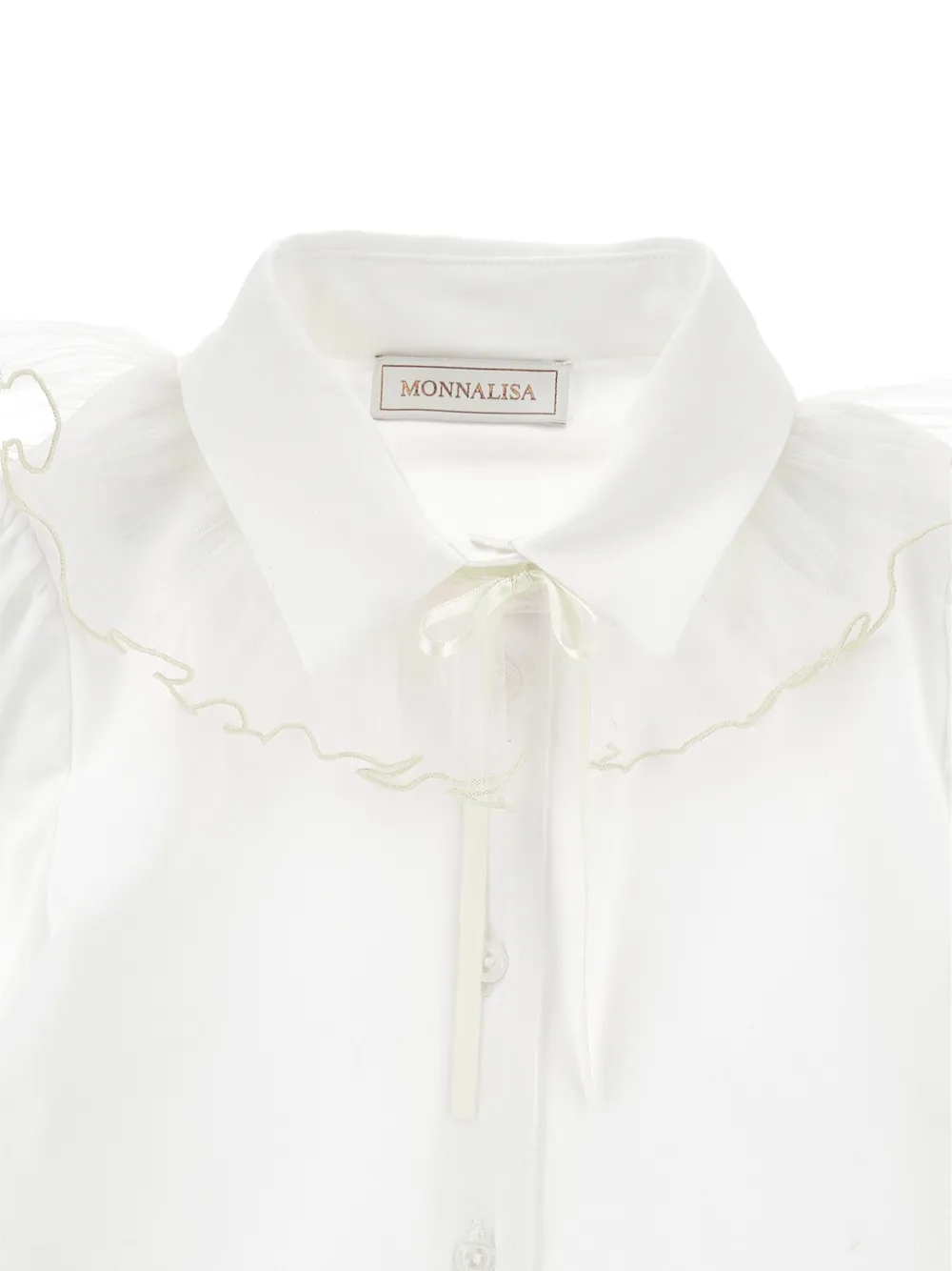 Monnalisa Shirt met ruchekraag Wit