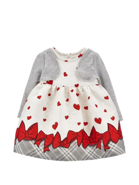Monnalisa heart-print bow-detail dress