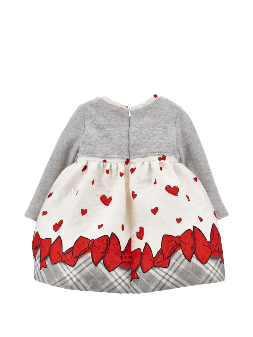Monnalisa Jurk met hart-print en strik Beige