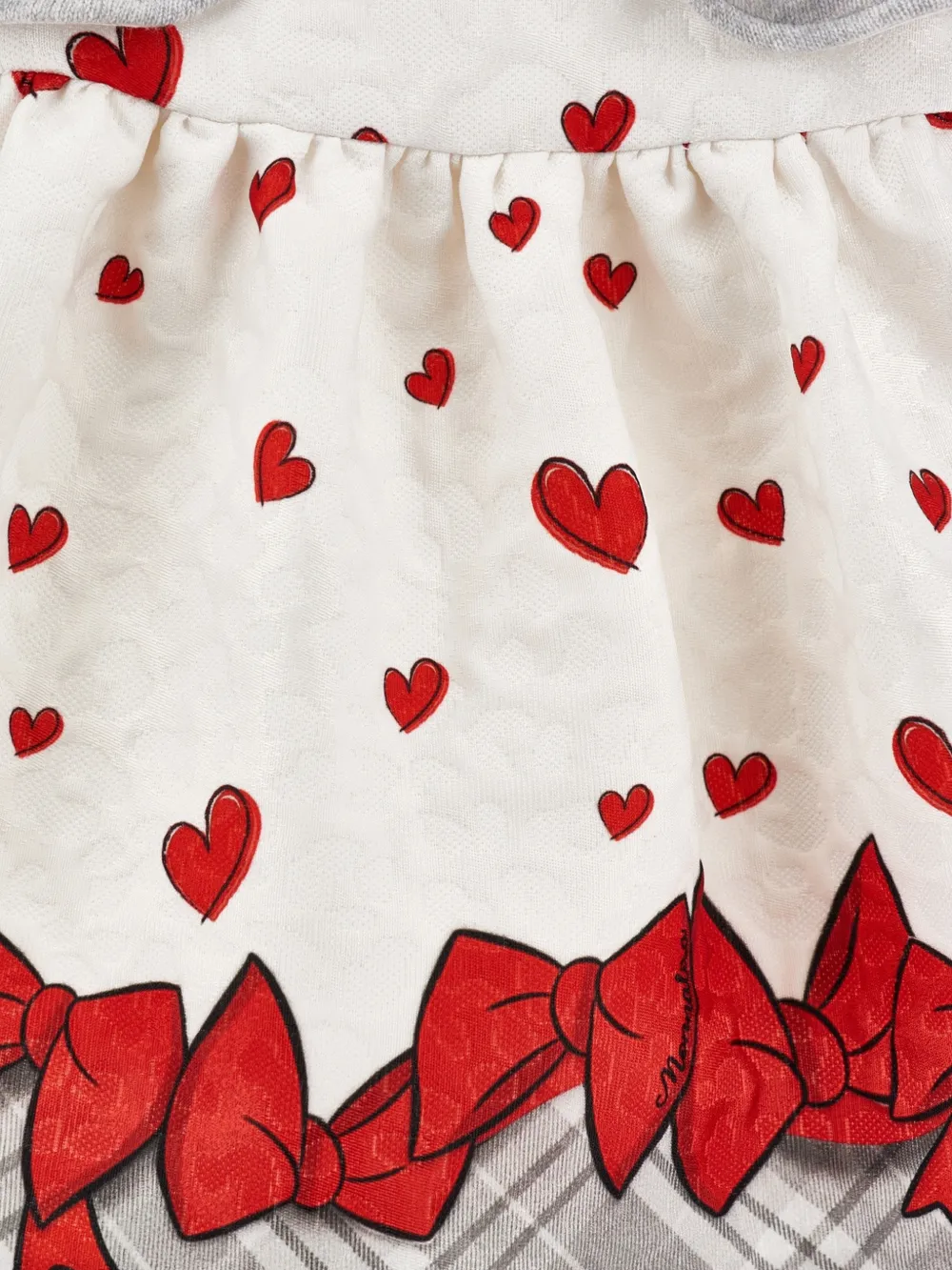 Monnalisa Jurk met hart-print en strik Beige